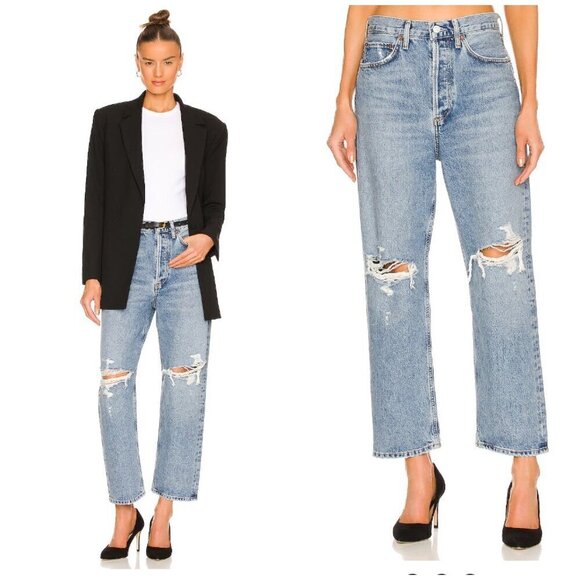 Agolde High Waist 90's Crop Jeans in Suspend - Picture 1 of 16